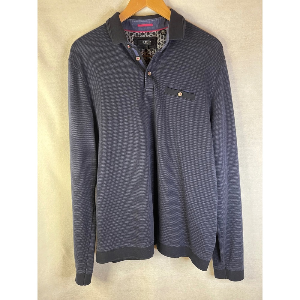 Ted Baker men's polo long sleeve pullover shirt Sz 5/US L resort wear old money